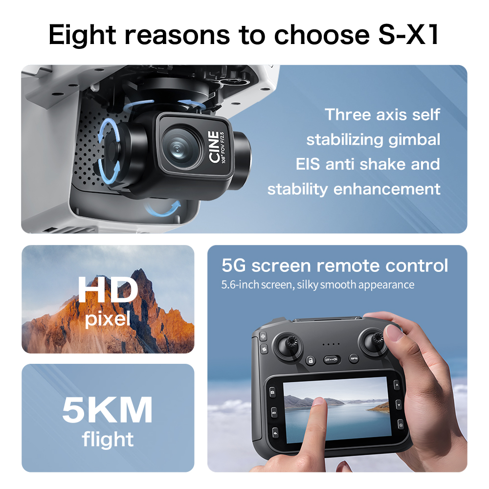 오리지널 S-X1 GPS 접이식 RC 쿼드콥터 8K 카 - Drone Gimbal Brushless 리뷰 및 가격